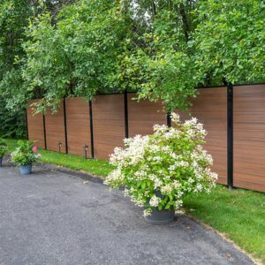 Horizontal Mocha Walnut Vinyl Fence Panels